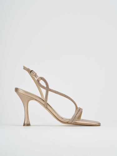 Sandalias de tacón alto tacón 9 cm rosa cuero