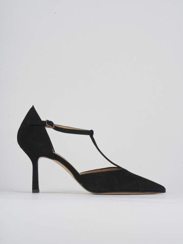 Zapatos de salón tacón 8 cm negro ante