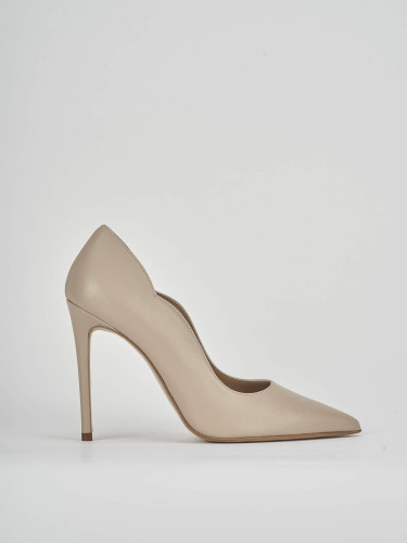 Pumps heel 11 cm beige leather