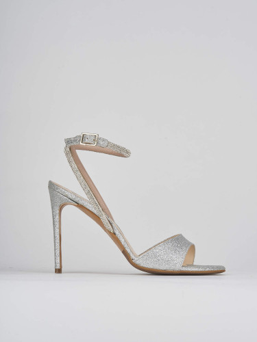Sandalo tacco 10 cm argento pelle