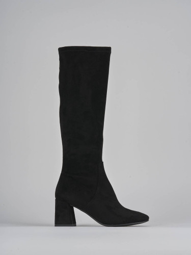Stivali tacco 7cm camoscio nero