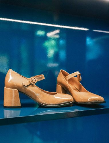 Décolleté tacco 8cm vernice marrone