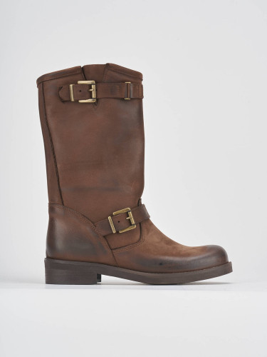 Stivali tacco 3cm nabuk marrone