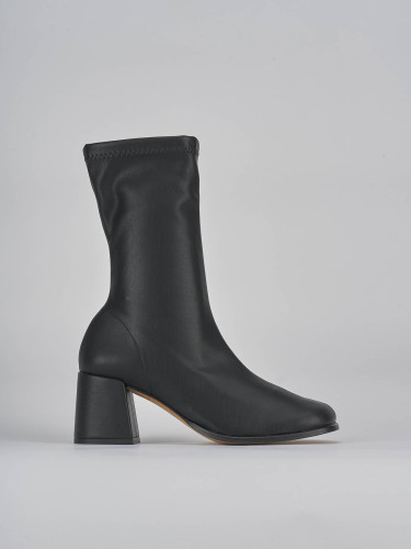 Botines de tacón alto tacón 7 cm negro cuero