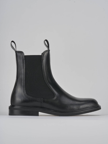 Botines de tacón bajo tacón 1 cm negro cuero