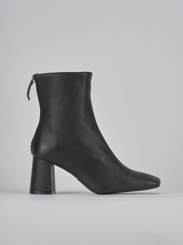 Botines de tacón alto tacón 6 cm negro cuero