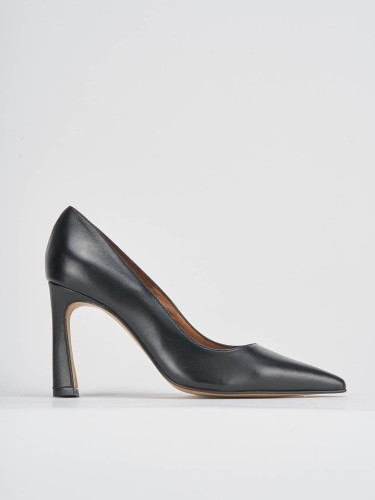 Zapatos de salón tacón 10 cm negro cuero