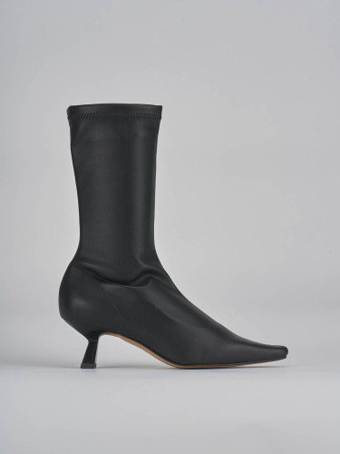 Botines de tacón alto tacón 5 cm negro cuero