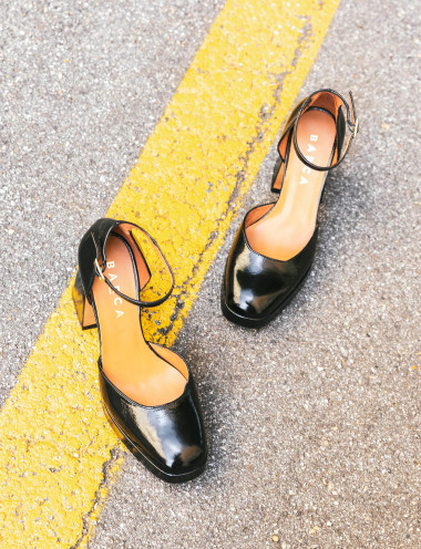 Zapatos de salón tacón 9 cm negro charol