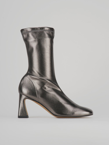 Botines de tacón alto tacón 8 cm plata cuero