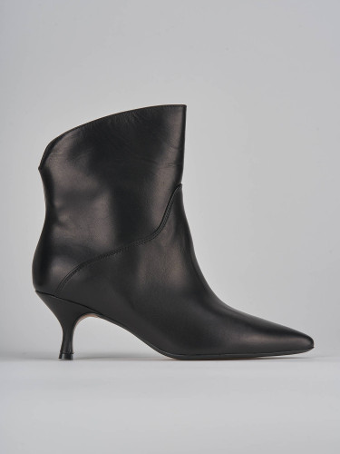 Botines de tacón alto tacón 5 cm negro cuero