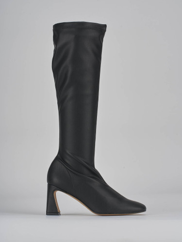 High heel boots heel 9 cm black leather