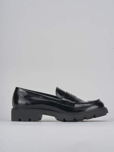 Mocasines tacón 2 cm negro cuero