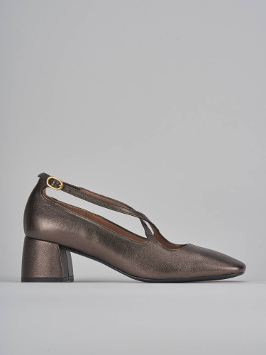 Zapatos de salón tacón 5 cm marrón oscuro cuero