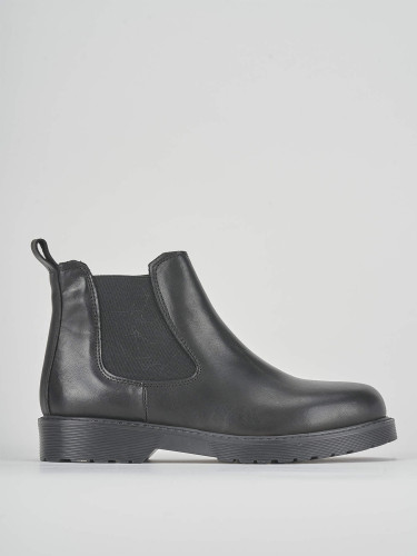 Botines de tacón bajo tacón 2 cm negro cuero