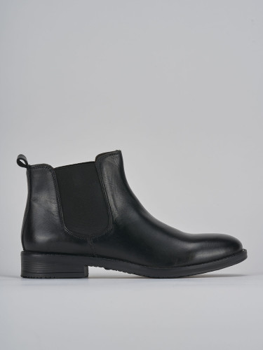 Botines de tacón bajo tacón 2 cm negro cuero