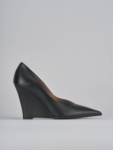 Zapatos de salón tacón 9 cm negro cuero