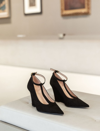 Décolleté tacco 9cm camoscio nero