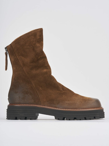 Stivaletti tacco 2cm camoscio marrone
