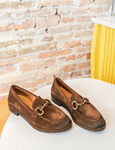 Loafers heel 1 cm brown suede