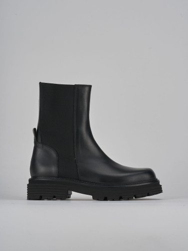 Botines de tacón bajo tacón 2 cm negro cuero