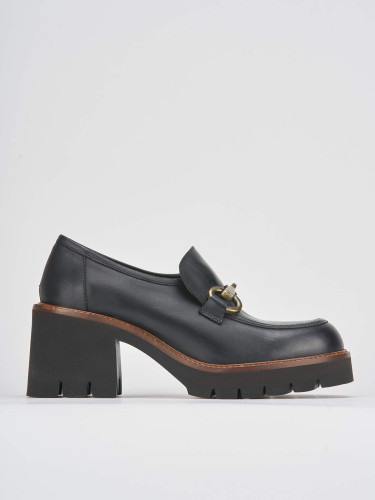 Mocassini tacco 6cm pelle nero