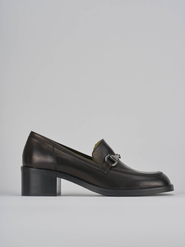 Mocasines tacón 5 cm negro cuero