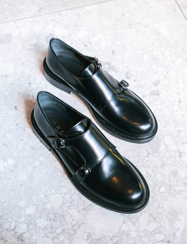 Lace-up shoes heel 2 cm black leather