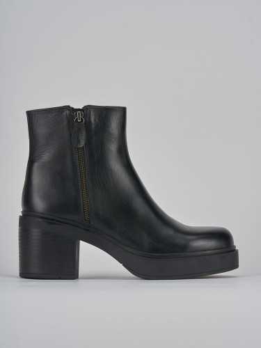 Botines de tacón alto tacón 6 cm negro cuero