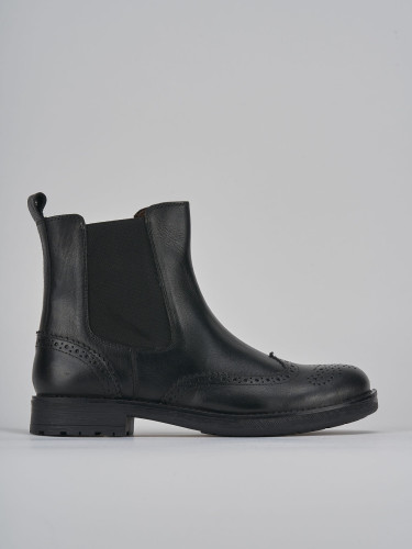 Botines de tacón bajo tacón 2 cm negro cuero