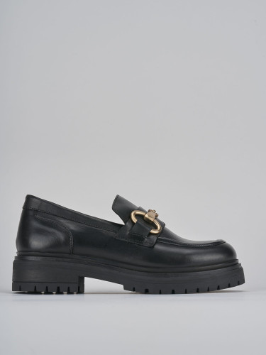 Mocasines tacón 1 cm negro cuero