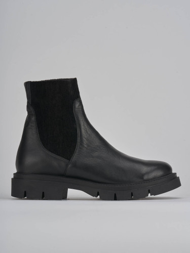 Botines de tacón bajo tacón 4 cm negro cuero