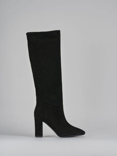 High heel boots heel 9 cm black suede
