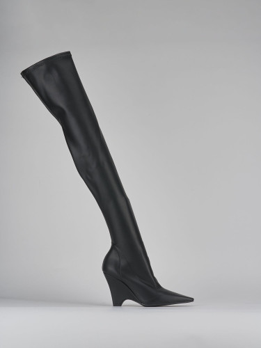 Botas de tacón alto tacón 9 cm negro cuero