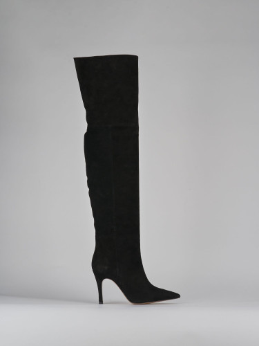 Stivali tacco 9cm camoscio nero