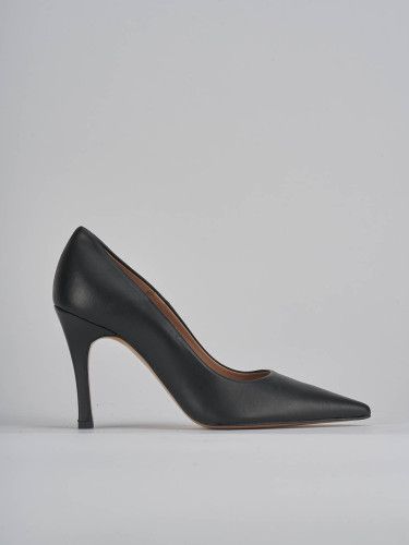 Zapatos de salón tacón 9 cm negro cuero