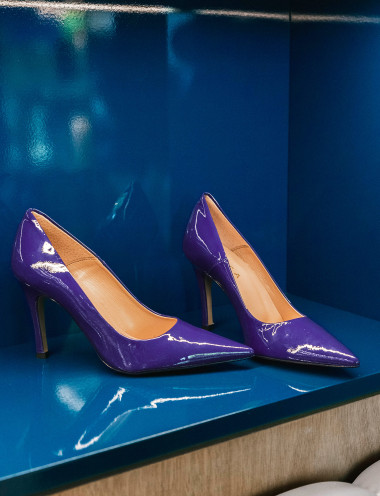 Décolleté tacco 9cm vernice blu