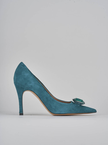 Décolleté tacco 9cm camoscio verde