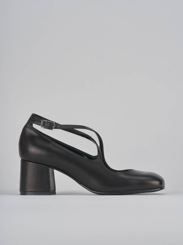 Zapatos de salón tacón 5 cm negro cuero
