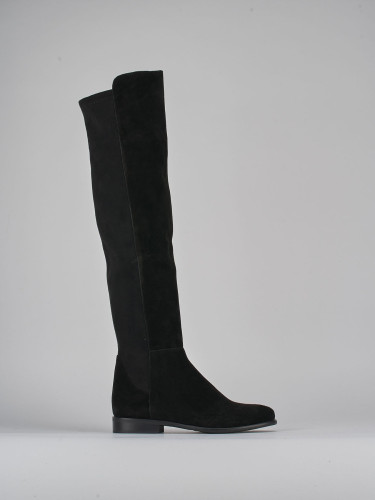 Botas de tacón bajo tacón 2 cm negro ante
