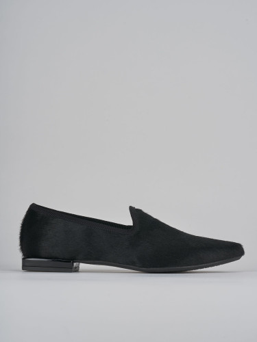 Bailarinas tacón 1 cm negro cuero de vaca con pelo