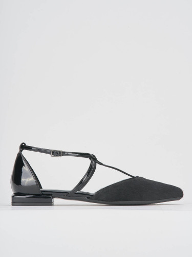 Bailarinas tacón 1 cm negro cuero de vaca con pelo