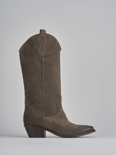 High heel boots heel 5 cm beige suede