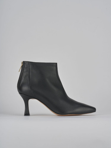 Botines de tacón alto tacón 7 cm negro cuero