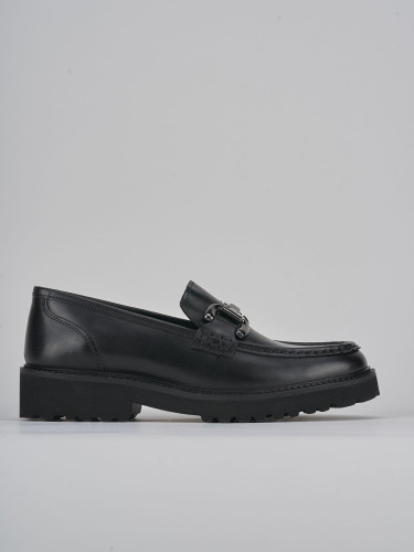 Mocasines tacón 1 cm negro cuero
