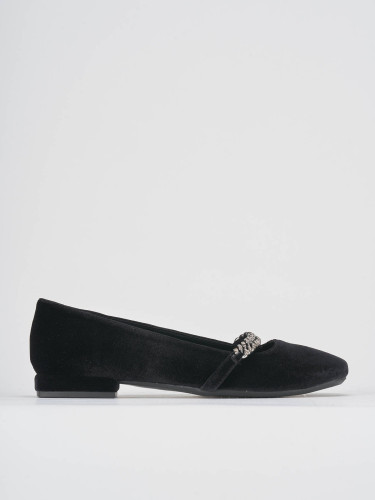 Flat shoes heel 1 cm black velvet