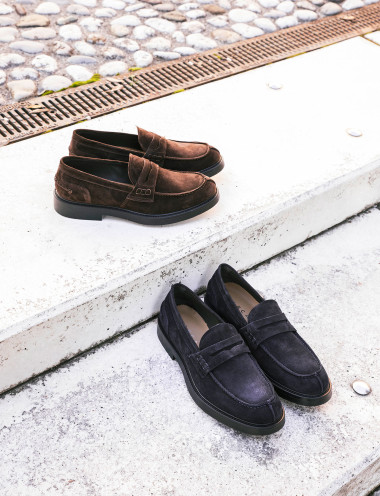 Mocasines azul ante