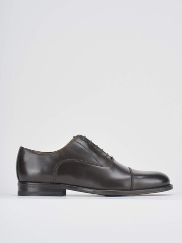 Zapatos de cordones tacón 1 cm marrón oscuro cuero