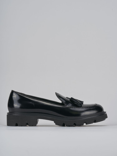 Mocasines tacón 2 cm negro cuero