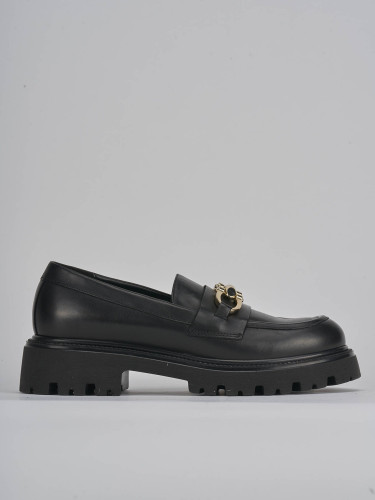 Mocasines tacón 2 cm negro cuero